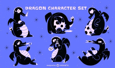 Cut out dragon character set