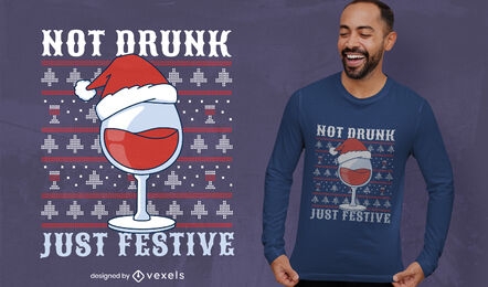 Drunk wine christmas t-shirt design