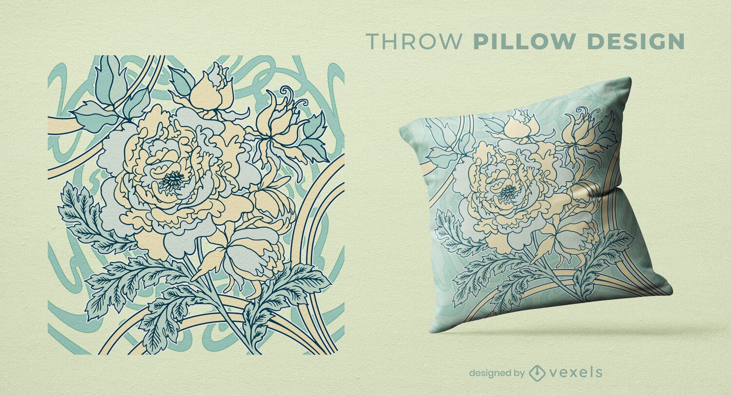Vintage floral throw pillow design