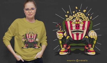 Bolsa de palomitas de maíz viendo diseño de camiseta de película.