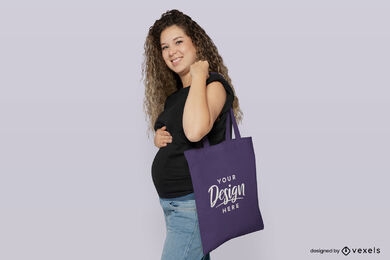 Pregnant girl tote bag mockup