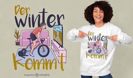 Woman indoor bicycle t-shirt design