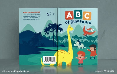 Diseño de portada de libro ABC de dinosaurios