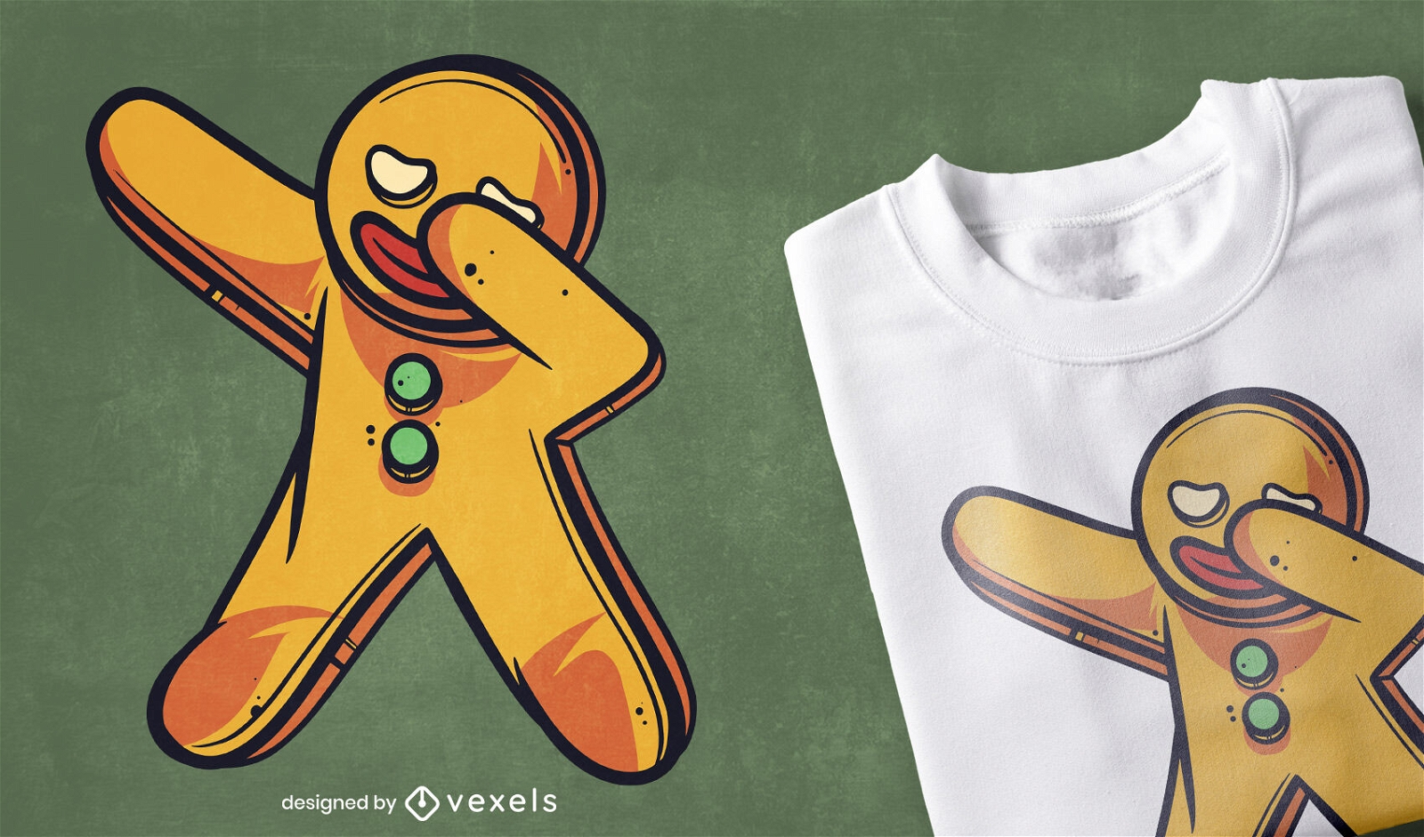 Gingerbread man dabbing t-shirt design
