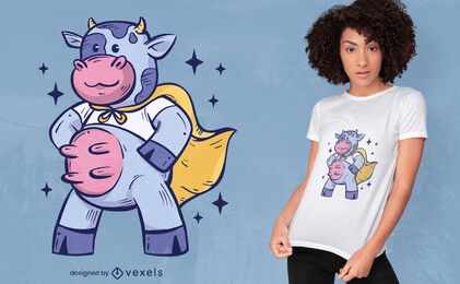 Design de camiseta de vaca de super-herói