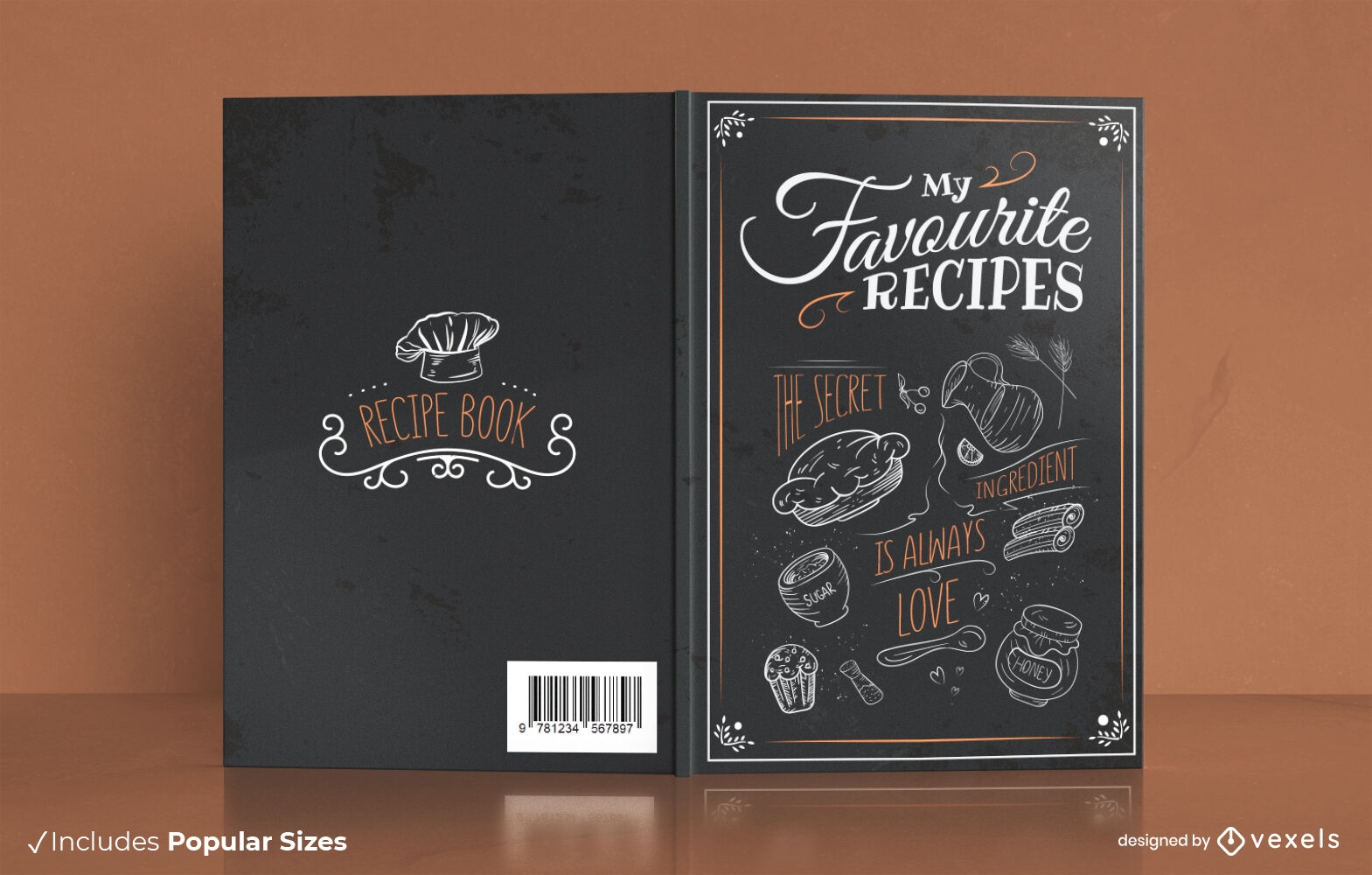 Diseño de portada de libro de recetas favoritas