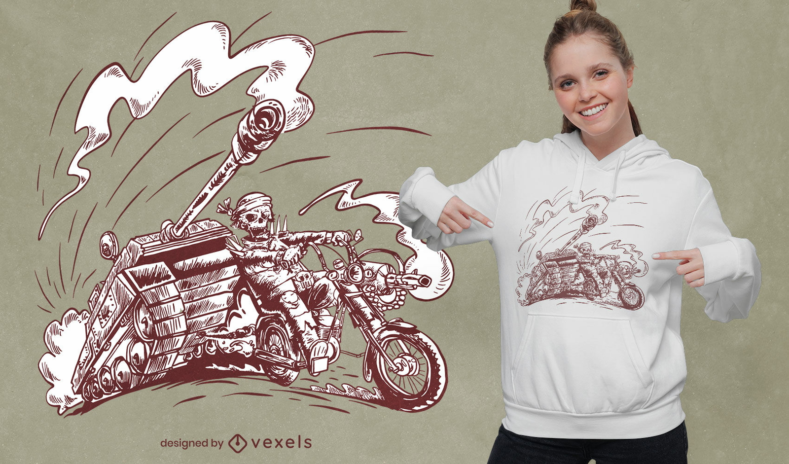 Skeleton On Motorcycle T shirt Design Vector Download