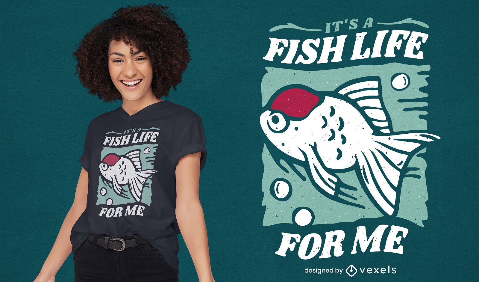 Design de camiseta com cita??o de vida de peixe