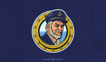 Plantilla de logotipo náutico capitán marinero