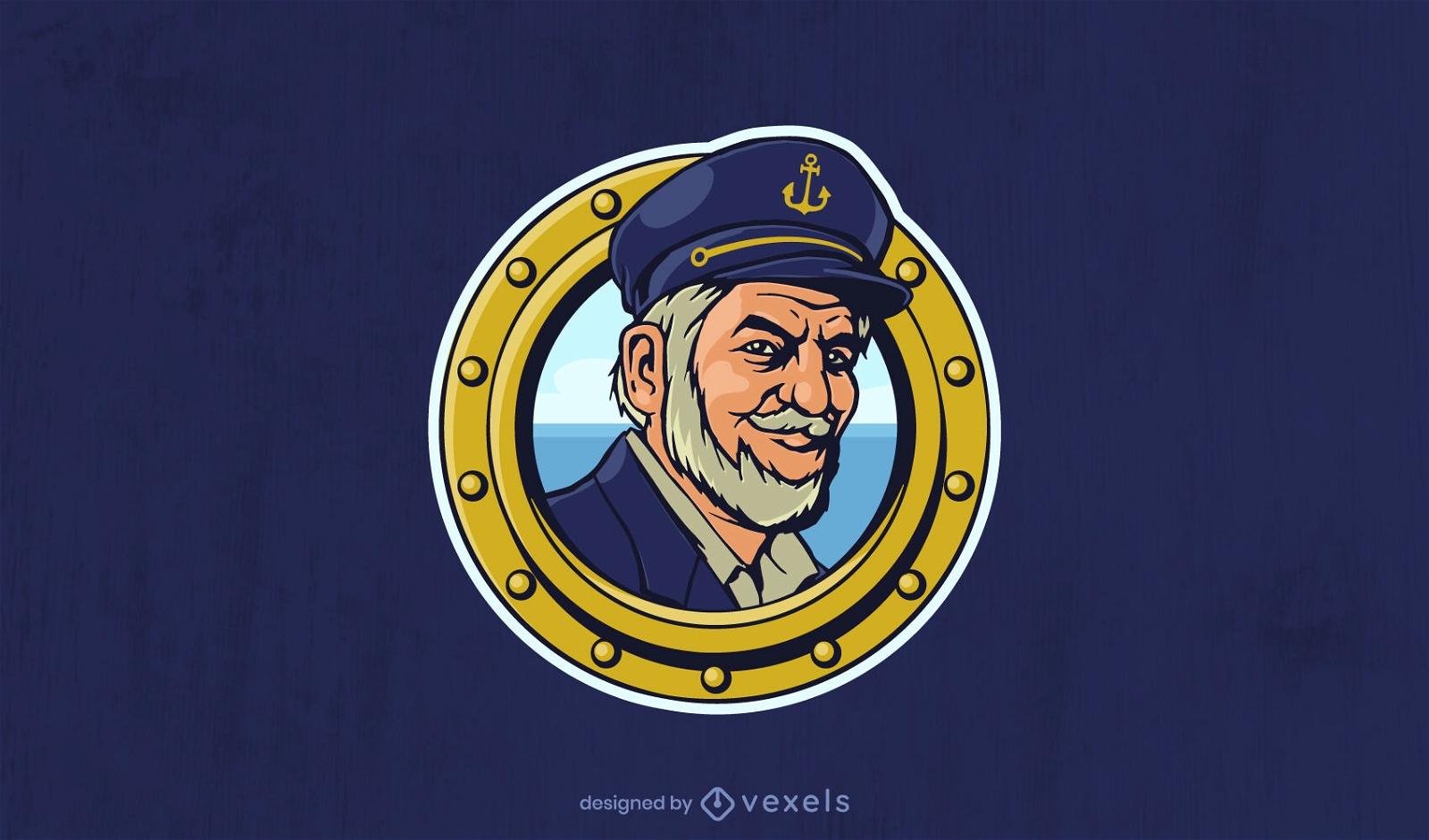 Captain sailor nautical logo template