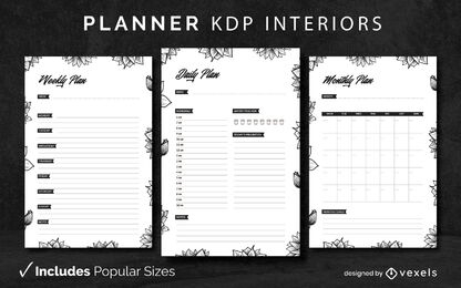 Floral planner Diary Design Template KDP