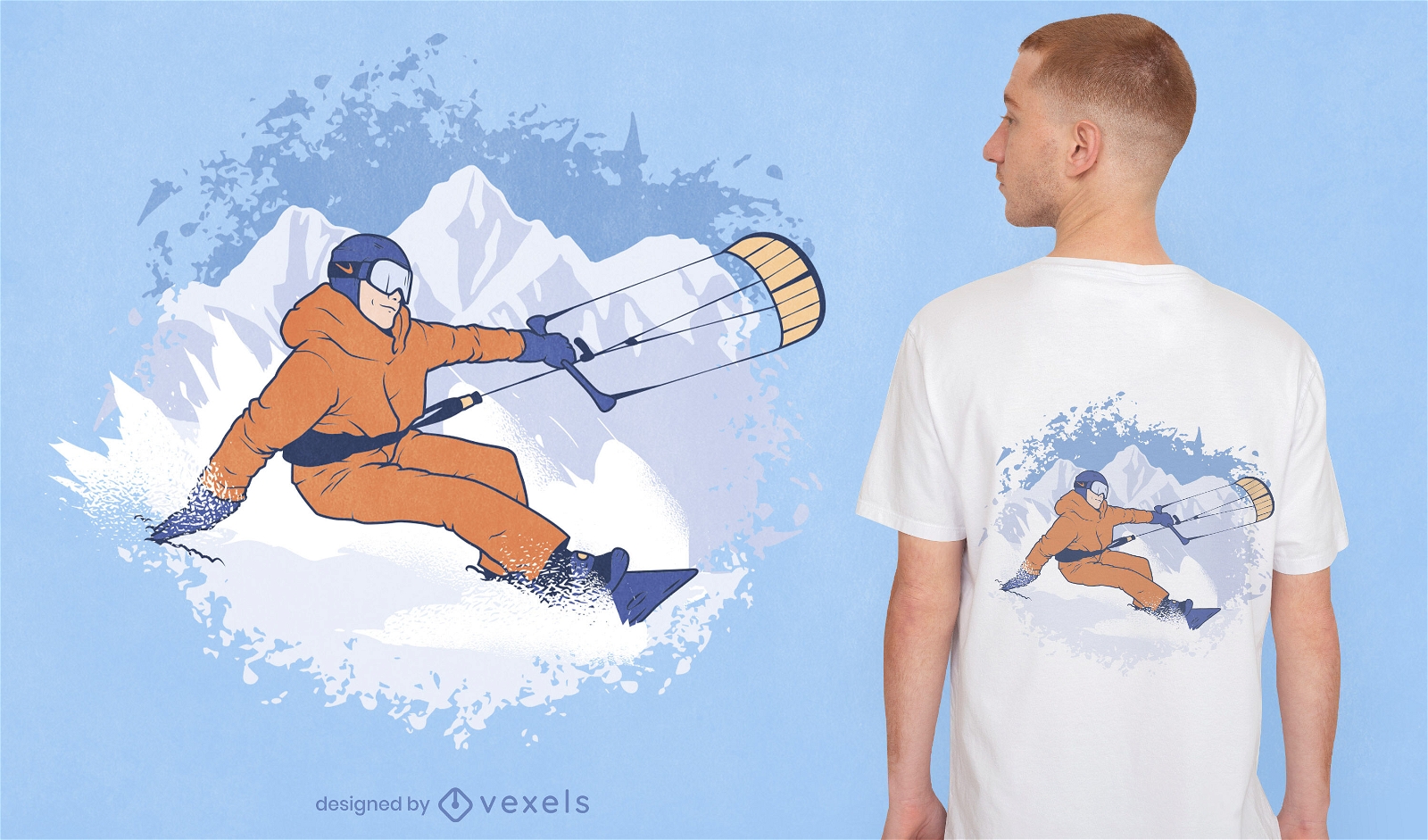 Diseño de camiseta de deporte de invierno Snowkite.