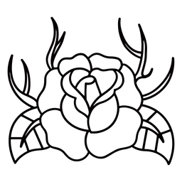 Flor de tatuaje de trazo tradicional Diseño PNG