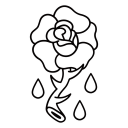 Gotas de rosa de tatuaje de trazo tradicional Diseño PNG