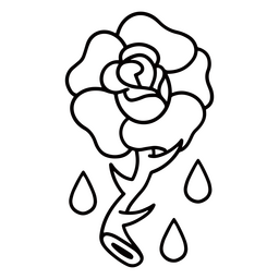 Traditional stroke tattoo rose drops PNG Design Transparent PNG