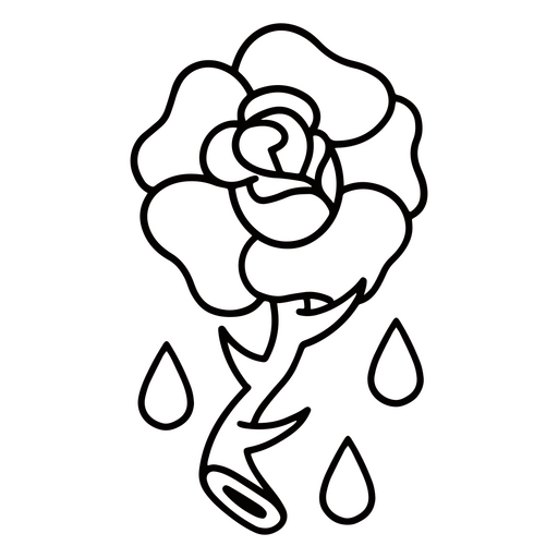 Gotas de rosas de tatuagem de traçado tradicional Desenho PNG