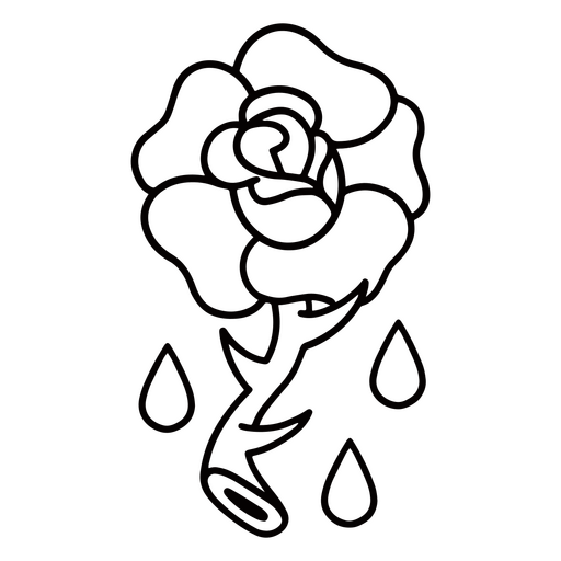 Traditional stroke tattoo rose drops PNG Design