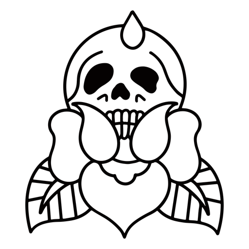 Traditional stroke tattoo skull PNG Design