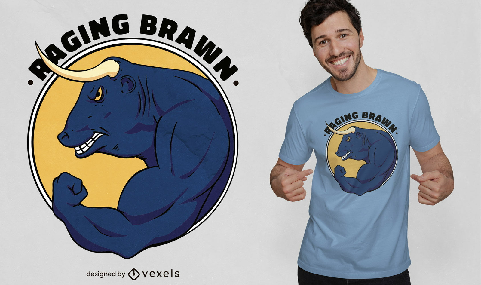 Diseño de camiseta raging bull circle