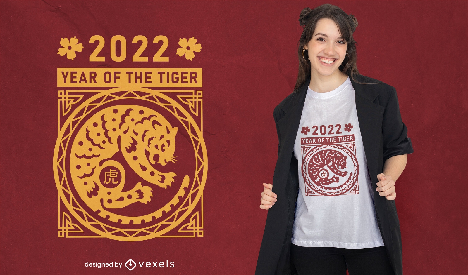 Diseño de camiseta año del tigre 2022.