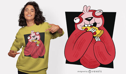 Diseño de camiseta de perezoso comiendo pizza.