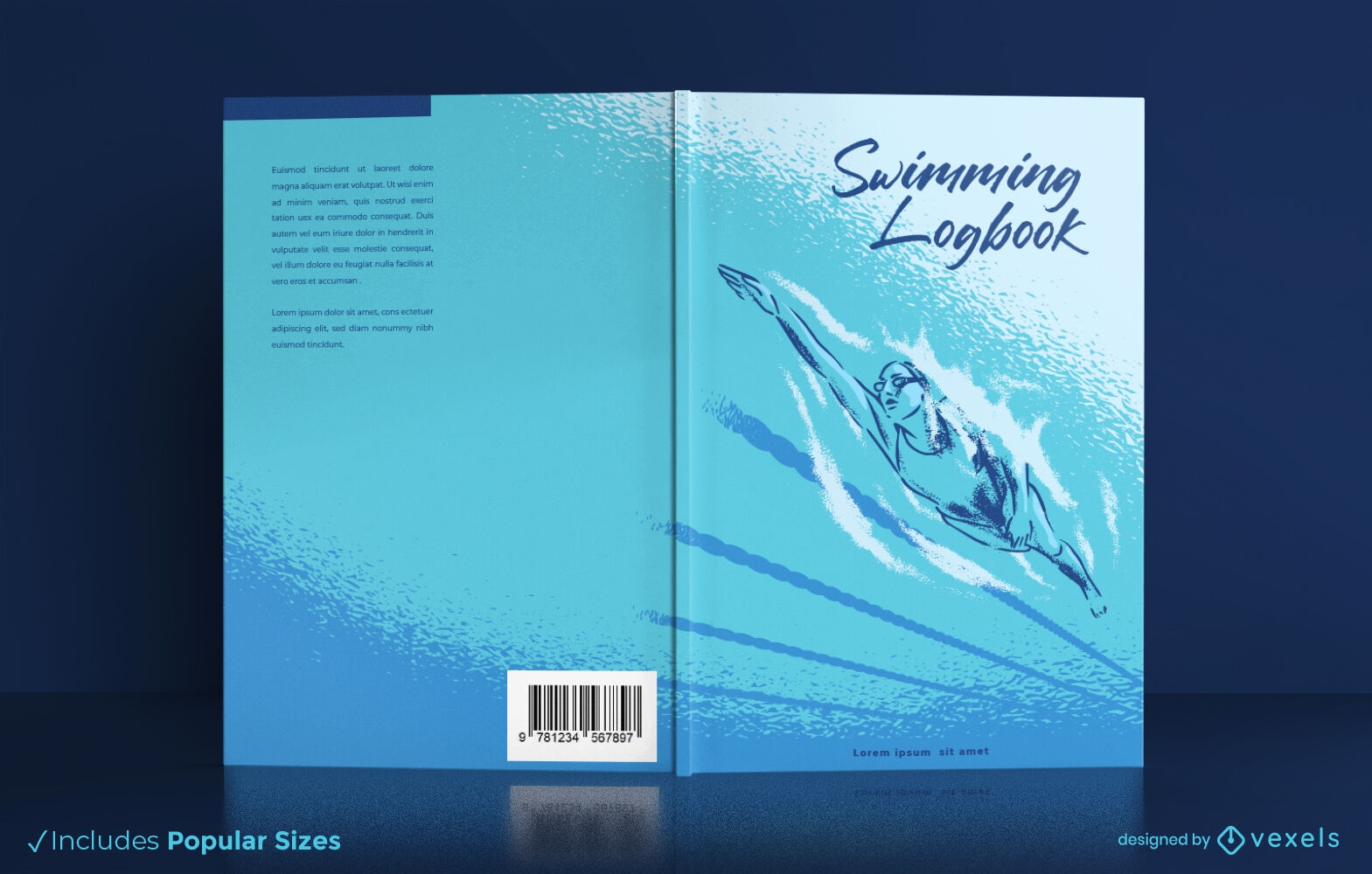 Person, die im Meer schwimmt, Buchcover-Design