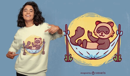Hurón animal en diseño de camiseta de hamaca.
