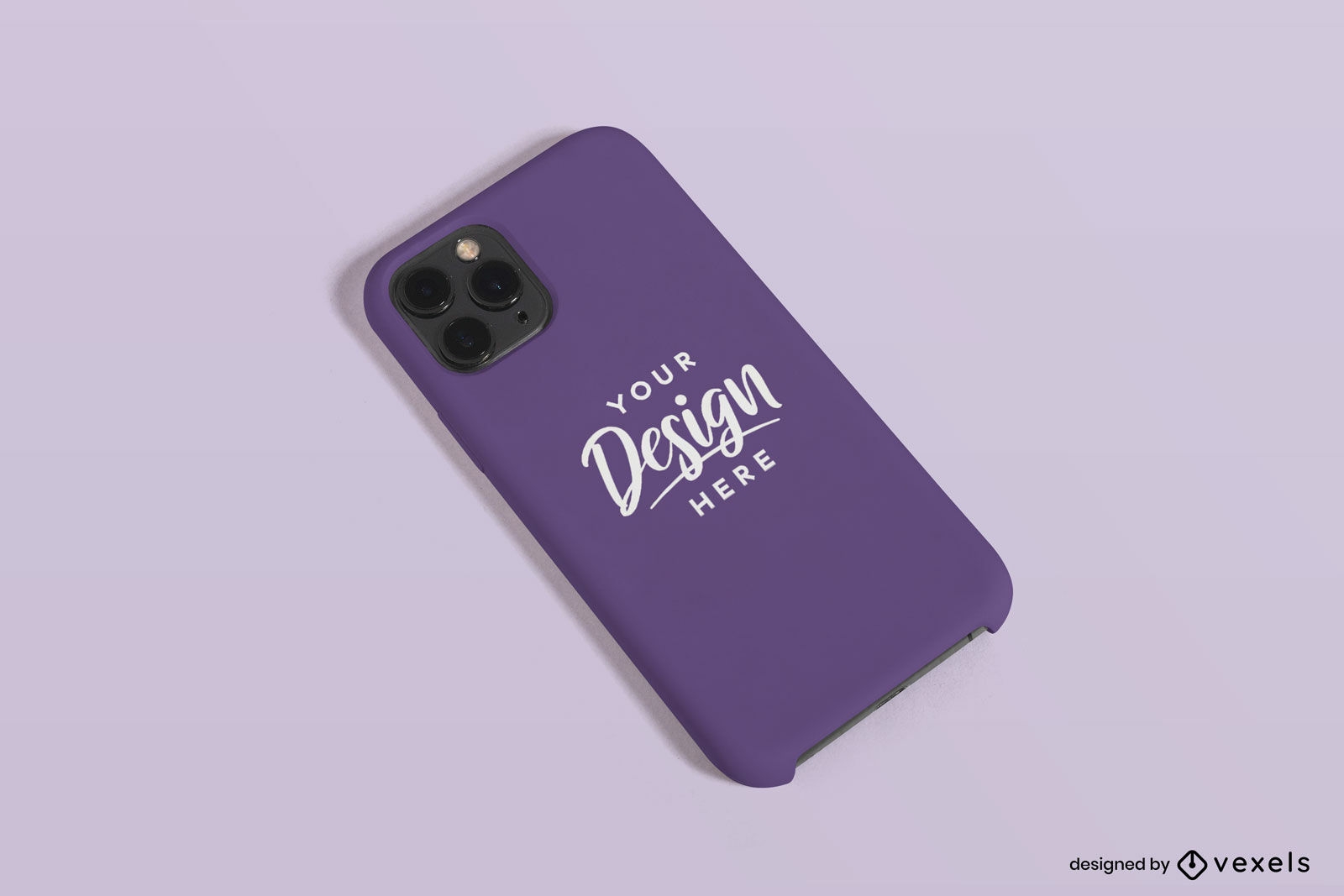 Design de maquete de capa de telefone roxa