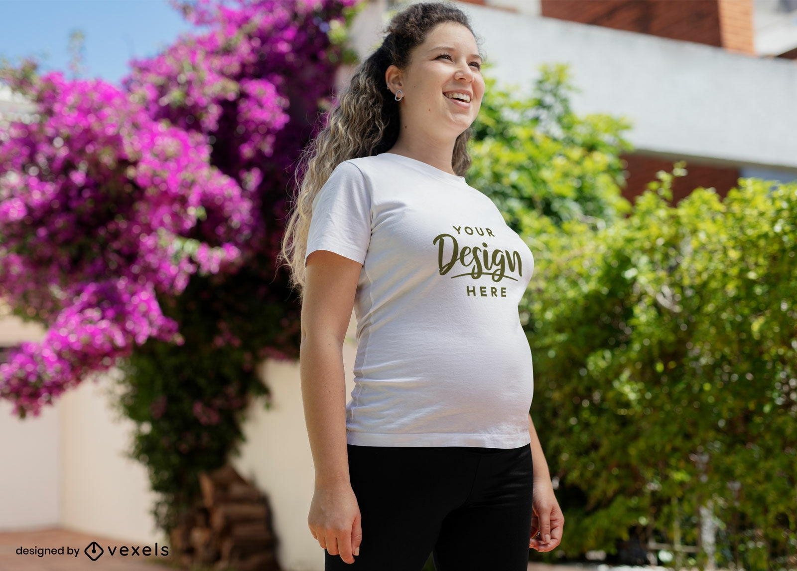 Pregnant model t-shirt mockup design