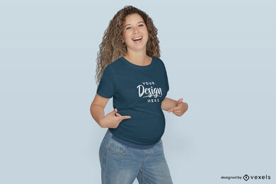 Female pregnant model t-shirt mockup