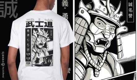Diseño de camiseta Samurai Bushido face