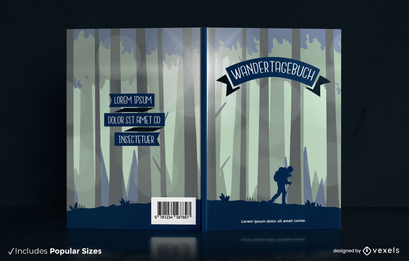 Caminhadas na floresta design de capa de livro