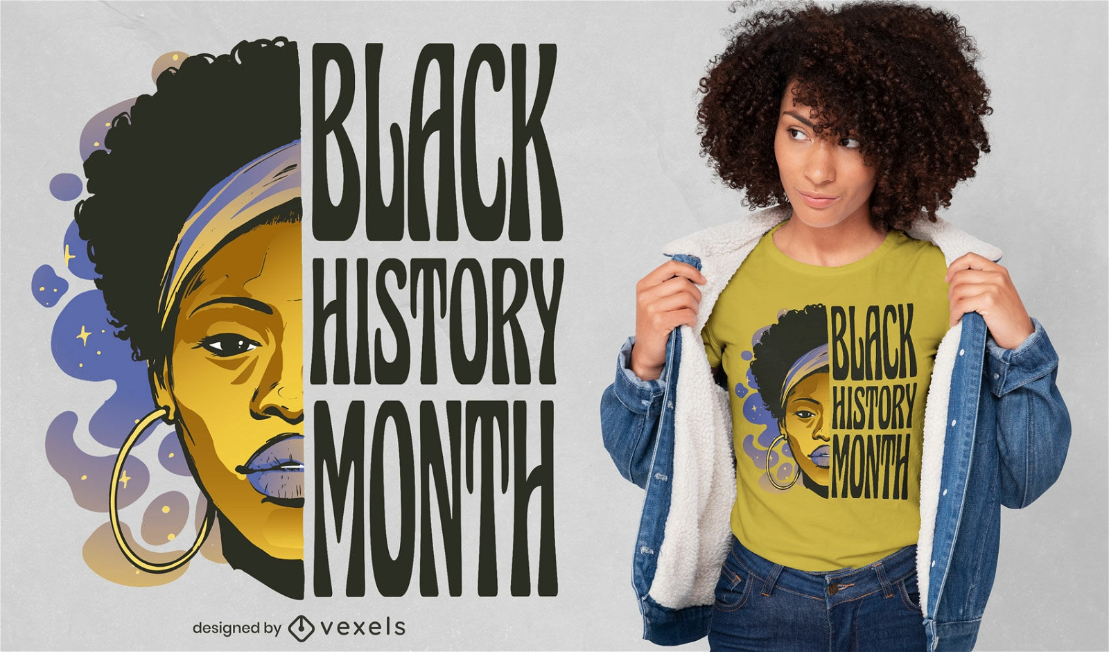 Diseño de camiseta de mujer del mes de la historia negra.