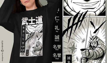 Design de camisetas Samurai bushido
