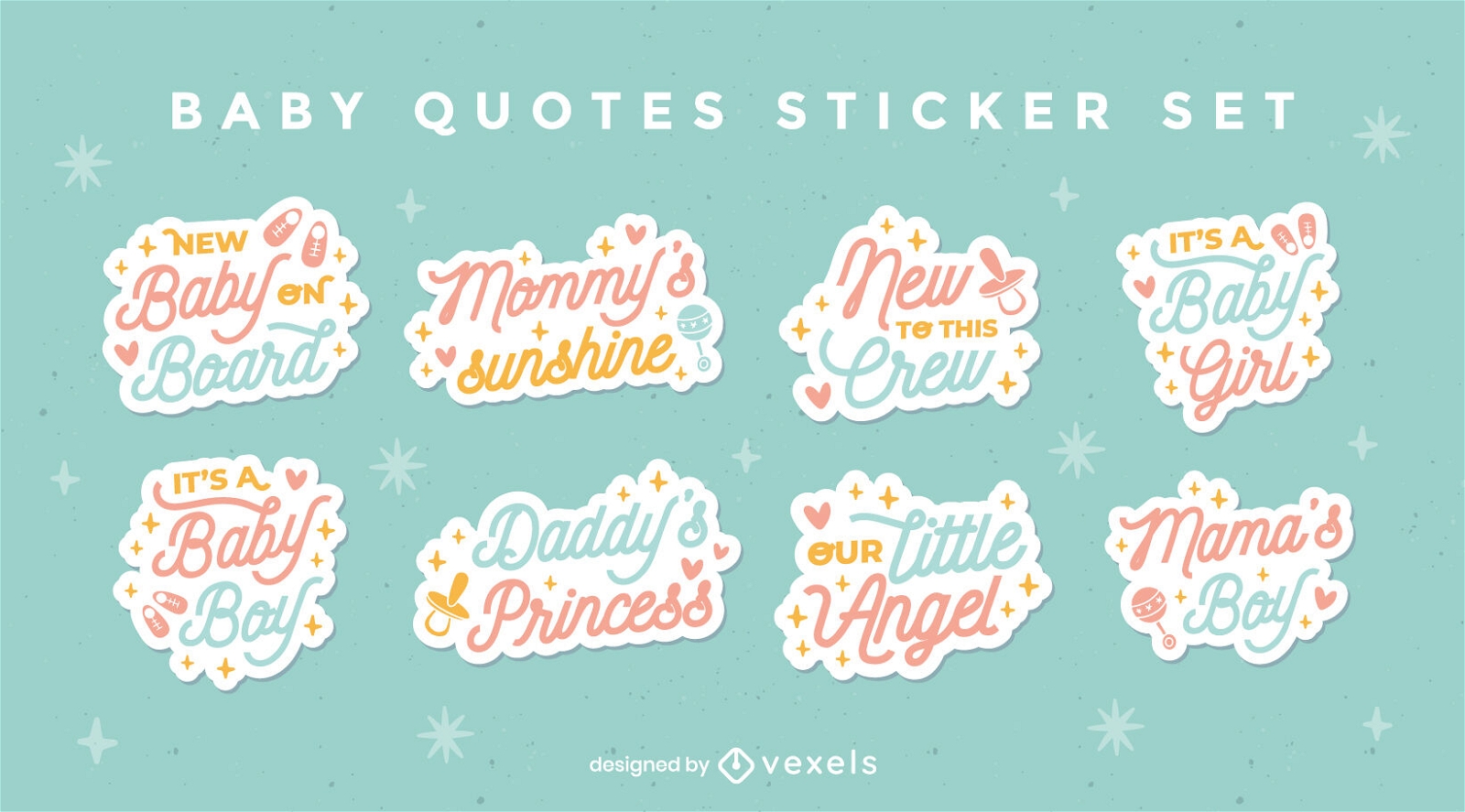 Baby quotes lettering sticker set