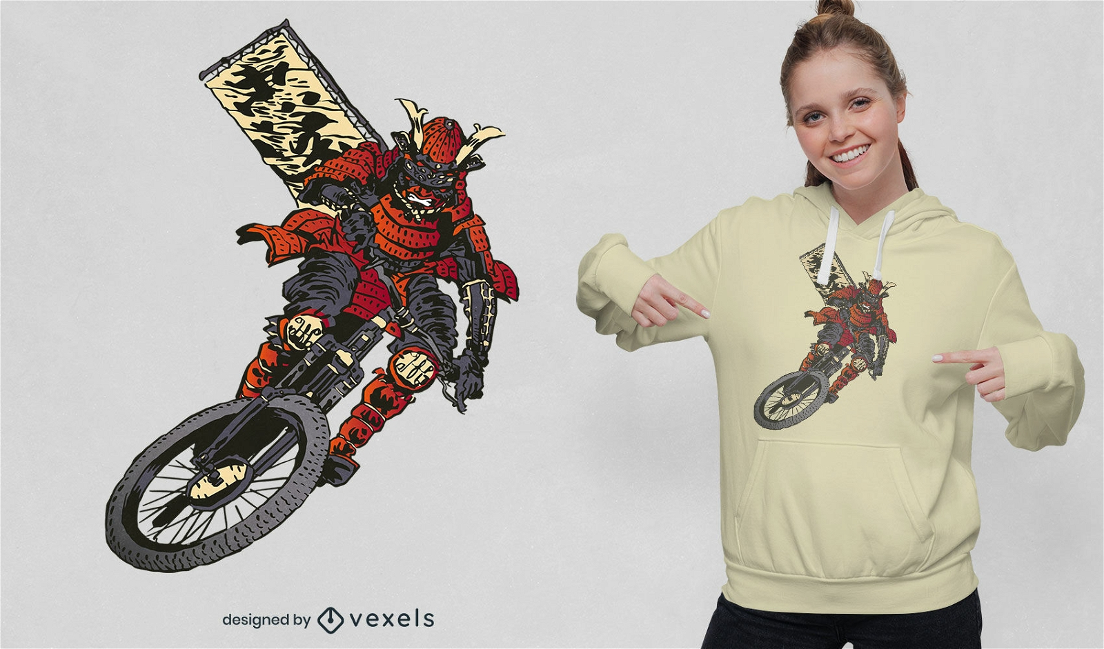 Dise?o de camiseta Biker Samurai
