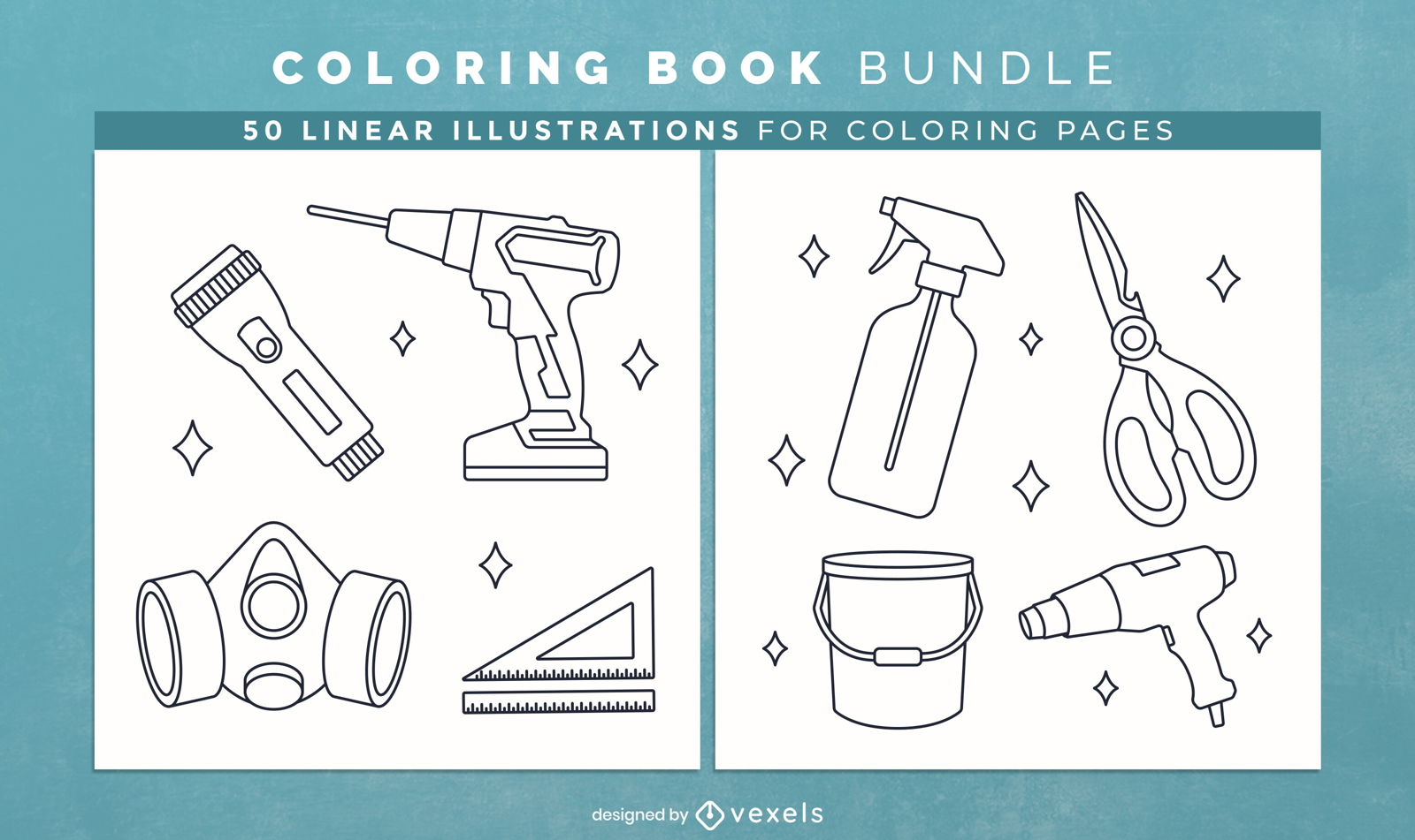 Multiple tools Coloring Book Design Pages