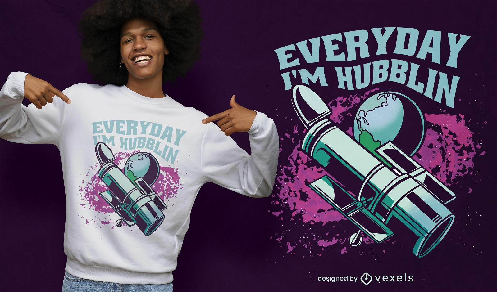 Everyday i'm hubblin telescope t-shirt design