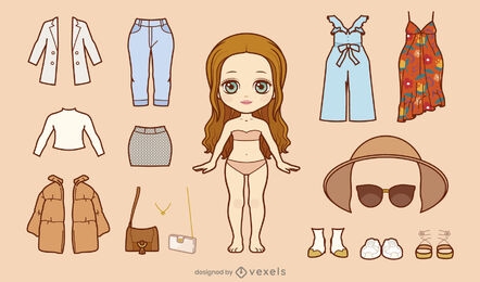 Dress up doll with autumn clothes set