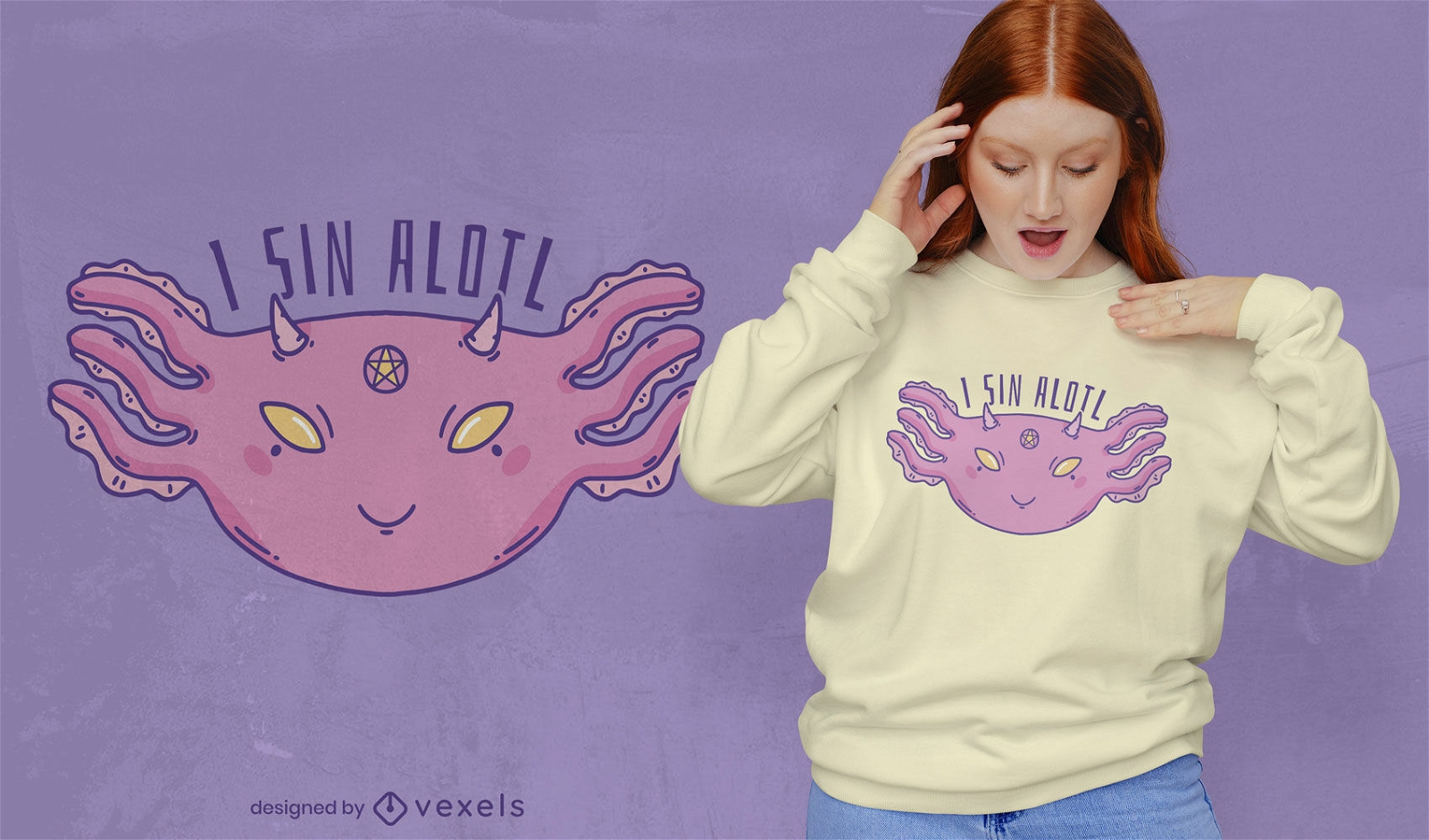 I Sin Axolotl Wortspiel T-Shirt Design