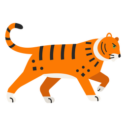 Tiger flat walking PNG Design