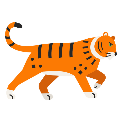 Tiger flat walking PNG Design