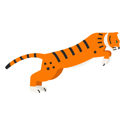 Tiger flat jumping PNG Design