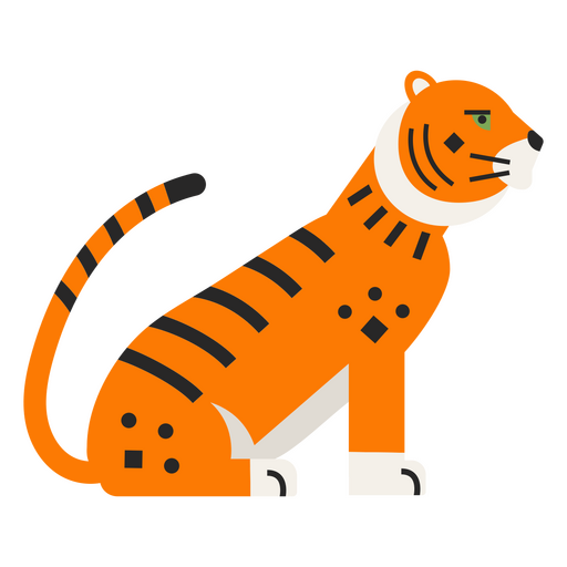 Tiger flach sitzend PNG-Design