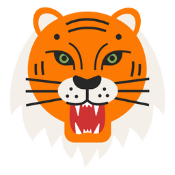 Tiger brüllt flach PNG-Design