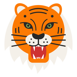 Tiger flat roaring PNG Design