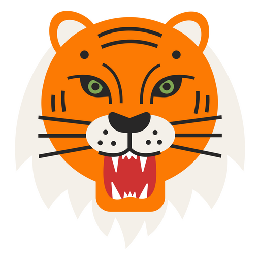 Rugido plano del tigre Diseño PNG