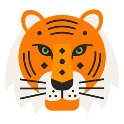 Tiger flat front face PNG Design