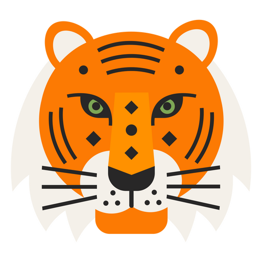 Cara frontal plana de tigre Diseño PNG