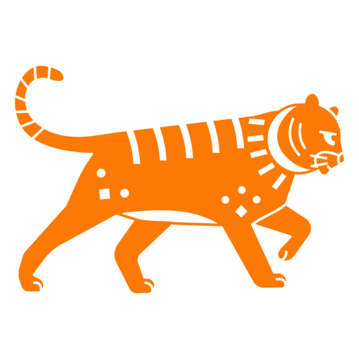 Tiger cut out walking PNG Design